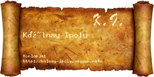 Kálnay Ipoly névjegykártya